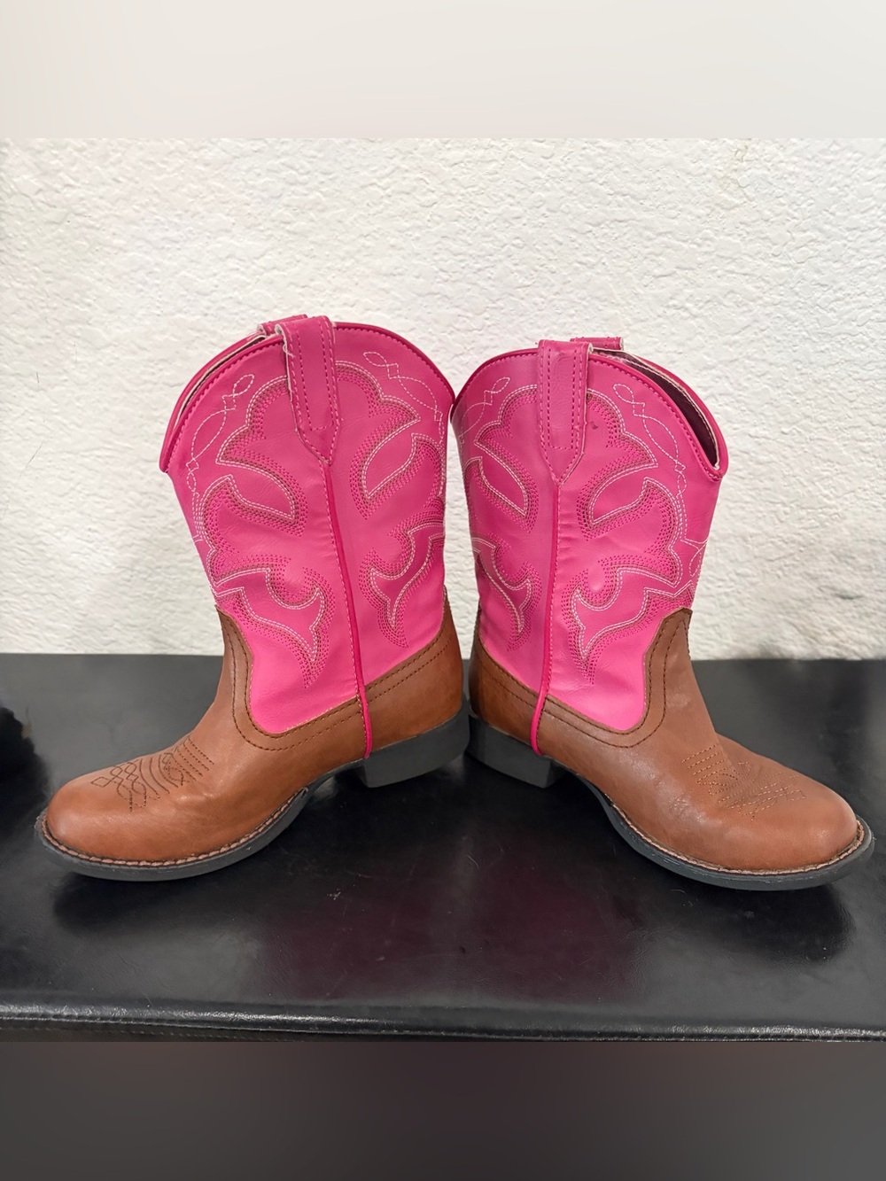 Roper girls Brown & Pink Cowboy Boots - Western Pull-On Style light up lites